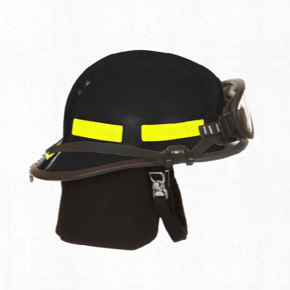 Fire-dex 911 Modern Standard Fire Helmet, Ess Goggles Black - Black - Male - Included