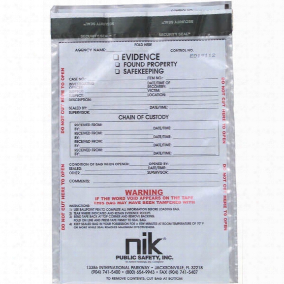 Forensics Source (100/pk) Nik Secure Seal Tamper-indicating Evidence Bags, 12" X 16" - Male - Included