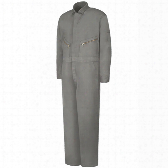 Red Kap Zip-front Cotton Coverall, Grey, 36 Regular - Gray - Male - Included