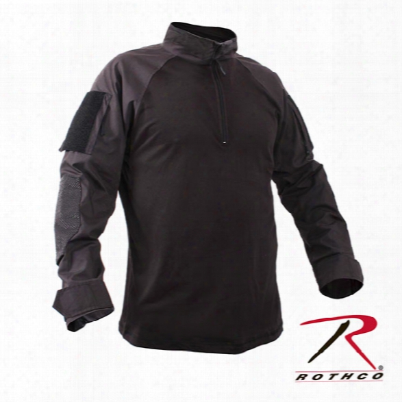 Rothco 1/4 Zip Military Combat Shirt, Black, Large - Black - Male - Included