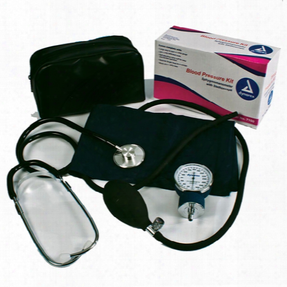 Dynarex Blood Pressure Kit - Single Head Stethoscope & Sphygmomanometer - Chrome - Unisex - Included