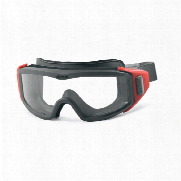 Ess Fire Pro Fs Goggles, Low Profile Frame With Full Strap And Hook & Loop, Clear Lense W/gray And Red Frame - Red - Male - Included