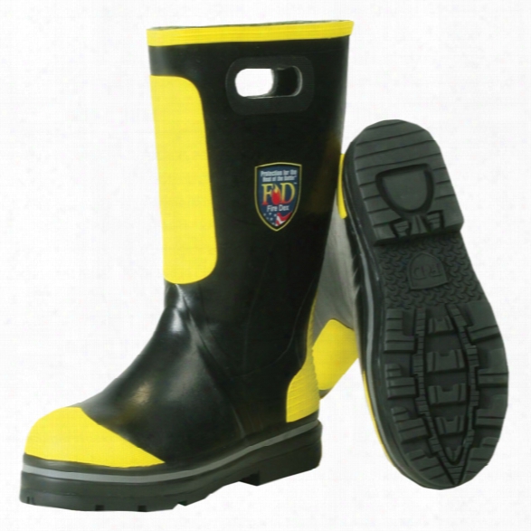 Fire-dex Rubber Fire Boot, Black/yellow, 10.5m - Black - Male - Included