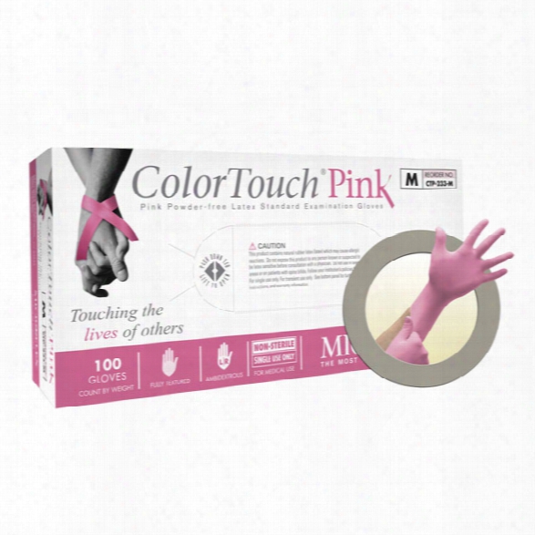 Microflex (1 Box) Colortouch Pink Powder Free Latex Glove, Lg - Pink - Male - Included