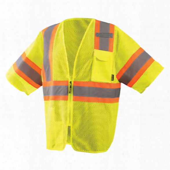 Occunomix Class 3 Economy Two-tone Mesh Vest Tee, Yellow, 2x-large -- Silver - Unisex - Included