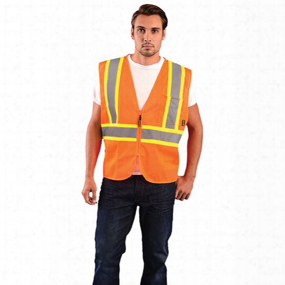 Occunomix Value Mesh Two-tone Vest, Class 2, Orange, 2x-large - Silver - Unisex - Included