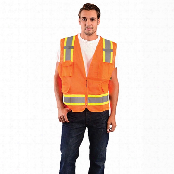 Occunomix Value Mesh Two-tone Vest, Orange, 2x-large - Silver - Male - Included