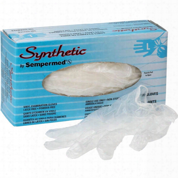 Sempermed (100/bx) Synthetic Vinyl Exam Gloves, Powder Free, Smooth, Large - Unisex - Included