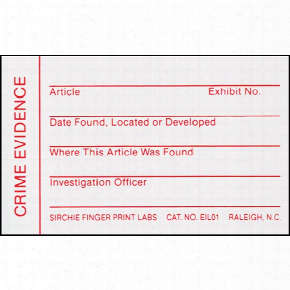 Sirchie Evidence Id Labels, 2-3/4 In. X 1-3/4 In., 100 Per Pack - Red - Unisex - Included