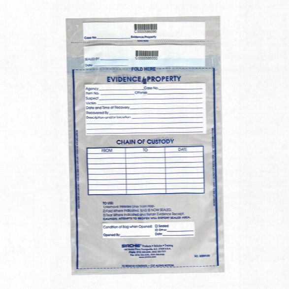 Sirchie Integrity Evidence Bag, 12 In. X 15-1/2 In., 100 Per Pack - Unisex - Included