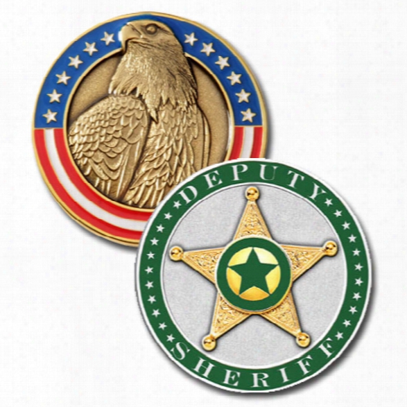 Blackinton Sheriff Modeled Challenge Coin, Green - Silver - Male - Included