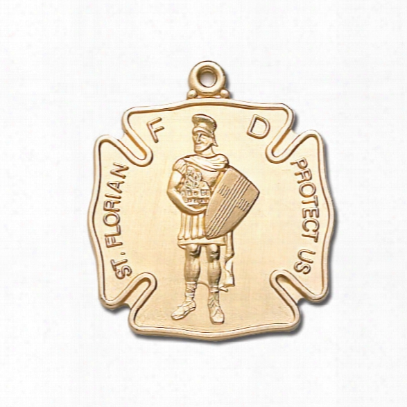 Blackinton St. Florian Medal (no Chain), 24k Gold Plate, Large - Gold - Unisex - Included