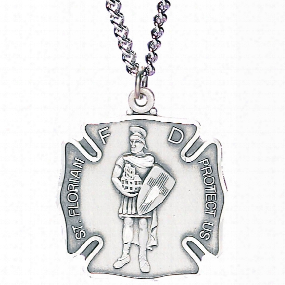 Blackinton St. Florian Necklace (includes Charm And Chain), Sterling Silver, Large - Silver - Unisex - Included