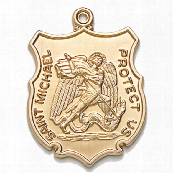 Blackinton St. Michael Medal (no Chain), 24k Gold Plate, Large - Gold - Male - Included