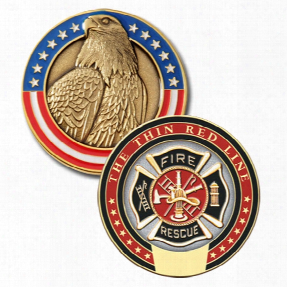 Blackinton Thin Red Line Modeled Challenge Coin - Red - Male - Included