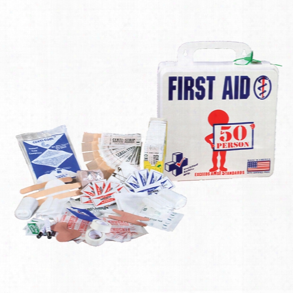 Certified Safety Ansi 50 Person First Aid Kit, Poly White - Cream - Male - Included