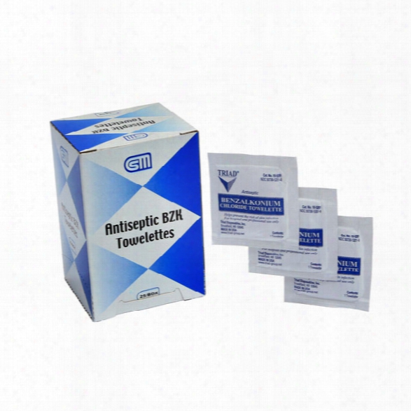 Certified Safety Antiseptic Bzk Towelettes - 25/box - Unisex - Included