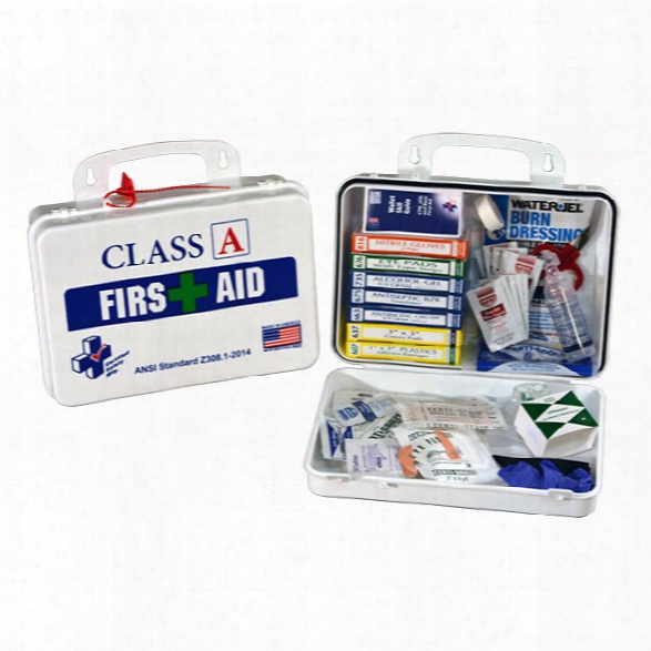 Certified Safety Class A First Aid Kit, White Poly Case -- Cream - Male - Included
