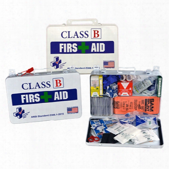 Certified Safety Class B First Aid Kit, Metal Case - Cream - Unisex - Included