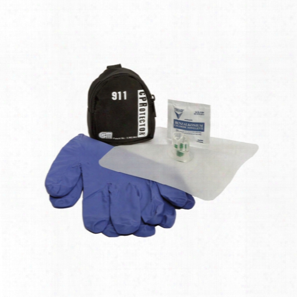 Certified Safety Cprotector W/gloves & Towelette, Black Mini Pouch - Black - Male - Included