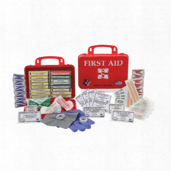 Certified Safety Premium First Aid Kit, Red Poly Case, 18pr - Red - Unisex - Included