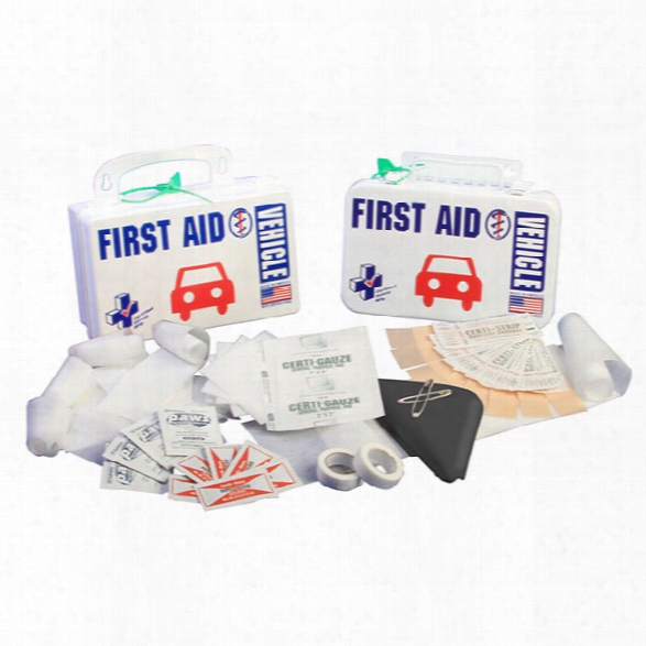 Certified Safety Vehicle First Aid Kit, Poly Case, White, 10 Unit - Cream - Male - Included