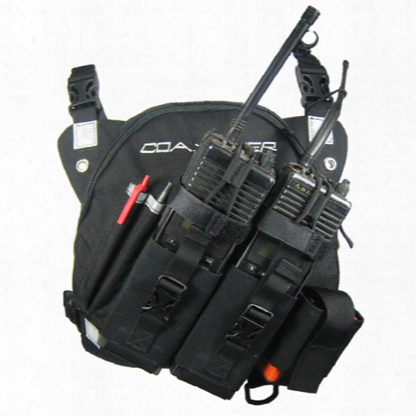 Coaxsher Dr-1 Commander, Dual Radio Chest Harness, Black - Black - Unisex - Included