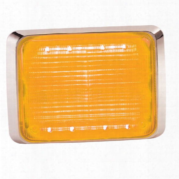 Federal Signal Quadraflare Led, 9x7, Clear Lens, Amber - Chrome - Male - Excluded