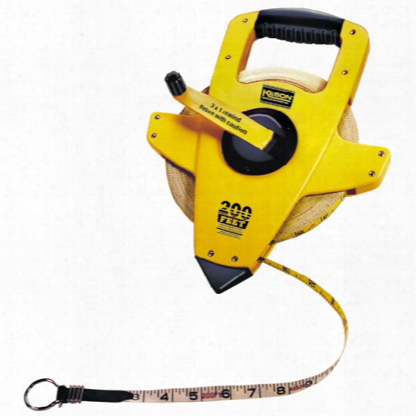 Keson 100' Fiberglass Tape Measure With Hook, Measures Feet, Inches, 1/8 And Feet, 1/10, 1/100 - Yellow - Unisex - Included