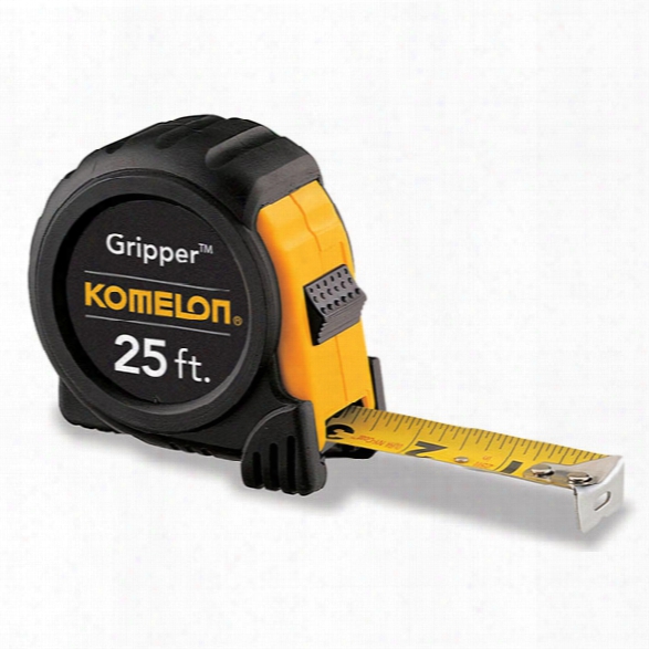 Komelon 25' X 1" Compact Gripper Tape Measure, Black - Black - Unisex - Included