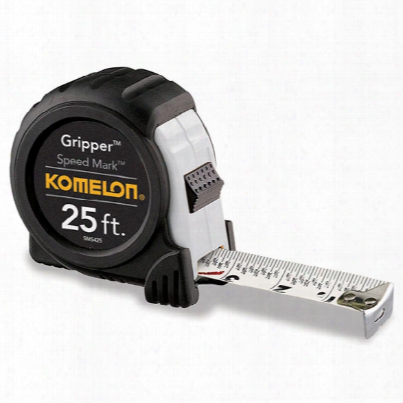 Komelon 25' X 1" Gripper Speed Mark Tape Measure, White Blade - White - Unisex - Included