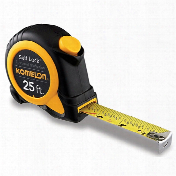 Komelon 25' X 1" Self Lock Tape Measure, Yellow Speedmark - Yellow - Male - Included