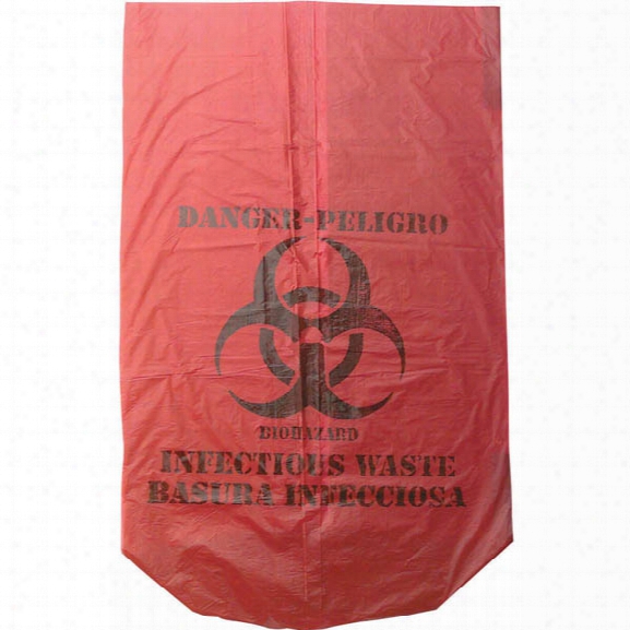 Medline Disposable Biohazard Bags, 30-gallon, 100-count - Red - Unisex - Included