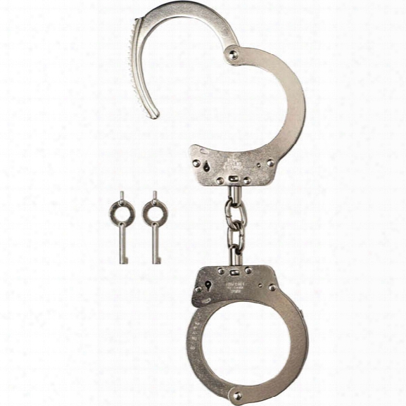 Monadnock Standard Steel Chain Handcuffs, Nickel - Black - Male - Included