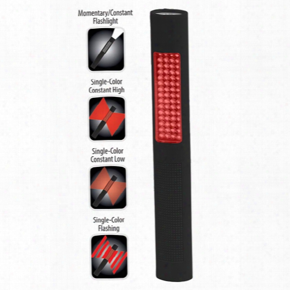 Nightstick Led Safety Light, Flashing Red Floodlight & White Flashlight, 150 Lumens - White - Male - Included