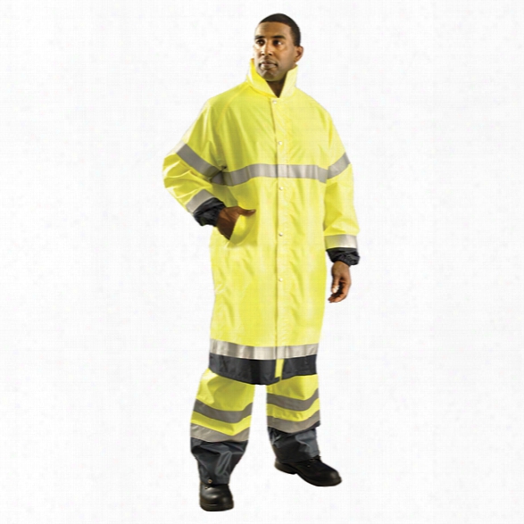 Occunomix 48in Breathable Rain Coat With Hood, Lcass 3, Yellow, 2x - Yellow - Male - Included