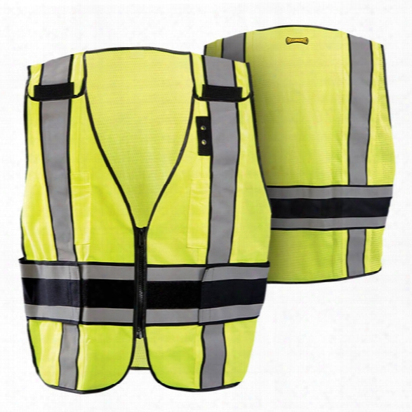 Occunomix Class 2 Deluxe Public Safety Dor Vest, Yellow W/black Trim, Regular - Black - Unisex - Included