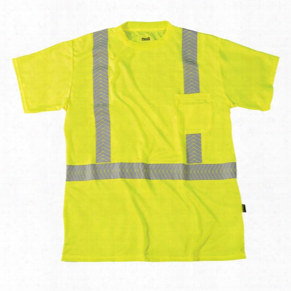 Occunomix Class 2 Segmented Tape Birdseye Ss T-shirt, Yellow, 2x-large - Silver - Male - Included