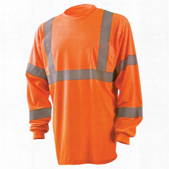 Occunomix Class 3 Long Sleeve Wicking Birdseye Shirt, Orange, 2x-large - Silver - Unisex - Included