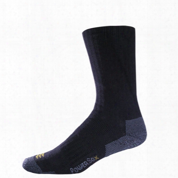 Powersox Cotton Medium Cushion Crew Socks (3-pair), Black, Lg (10-13) - Black - Male - Included