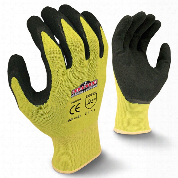 Radians Radwear&reg; Hi-viz Knit Dipped Glove, Lime, Large - Silver - Male - Included