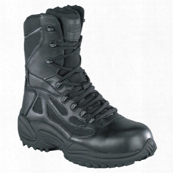 Reebok Rapid Response 8" Sidezip Safety Toe Boot, Black, 10.5m - Metallic - Male - Excluded