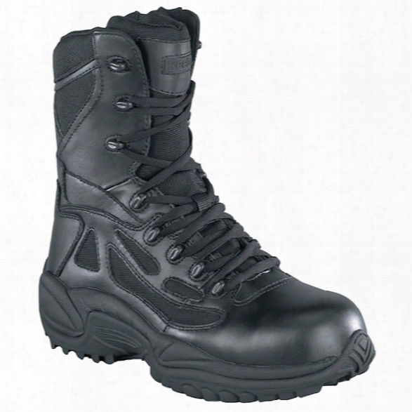 Reebok Womens Rapid Response 8" Safety Toe Side Zip Boot, Black, 10.5m - Black - Female - Excluded
