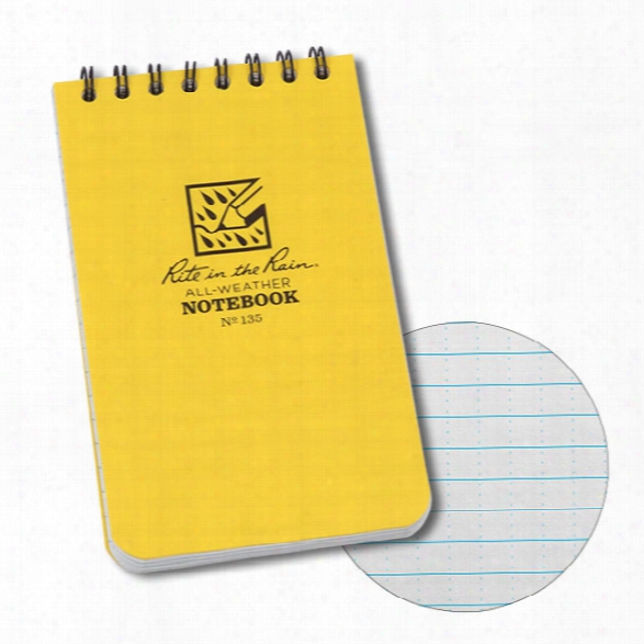 Rite In The Rain 3 X 5 Top Spiral Notebook, Yellow - Yellow - Unisex - Included