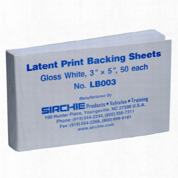 Sirchie Backing Card Pad , 3 In. X 5 In., Gloss White - Black - Unsiex - Included