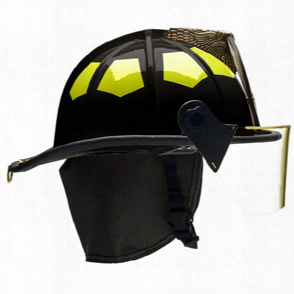 Bullard Ust Series Fiberglass Helmet, 4" Faceshield & 5" Brass Eagle, Black - White - Male - Excluded