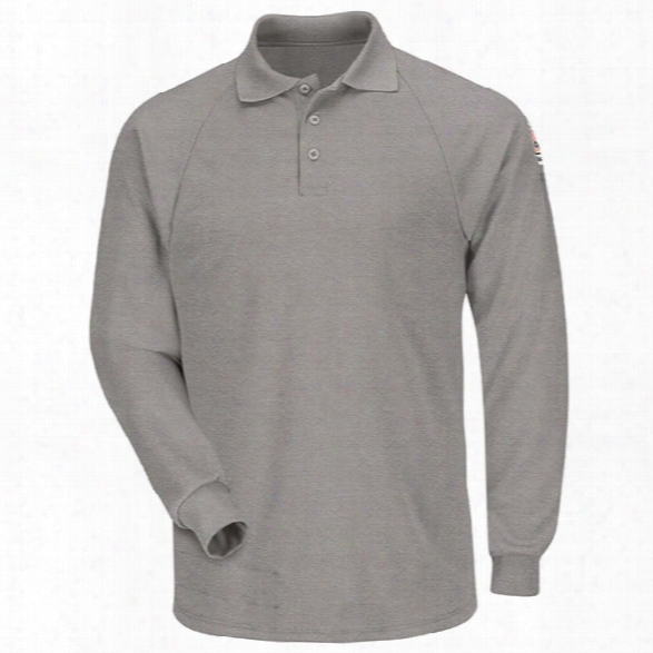 Bulwark Flame Resistant Long-sleeve Classic Polo, Grey, 2x-large Regular - Gray - Male - Included