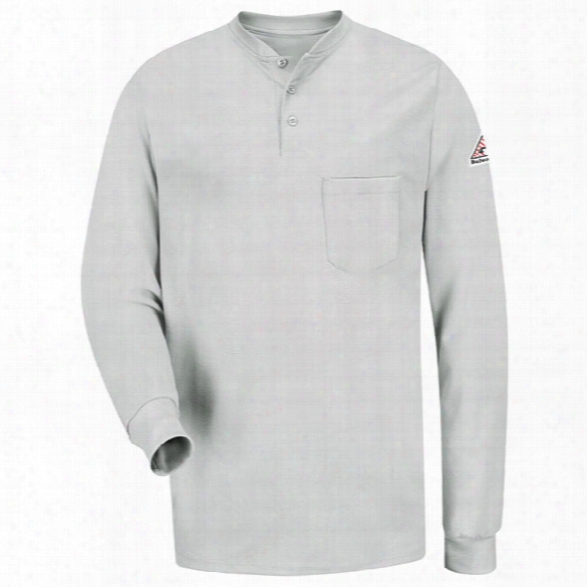 Bulwark Flame Resistant Tagless Henley Long-sleeve Shirt, Grey, 2x-large Long - Gray - Male - Included