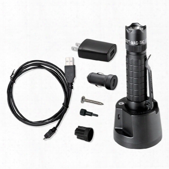 Mag-lite Mag-tac&trade; Led Rechargeable Flashlight System With Crowned Head - Black - Male - Included