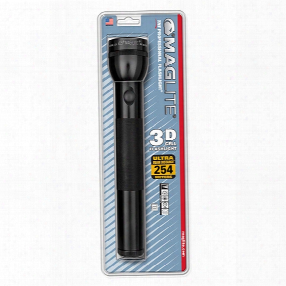 Mag-lite Maglite&reg; Incandescent 3-cell D Flashlight, Black - White - Male - Included